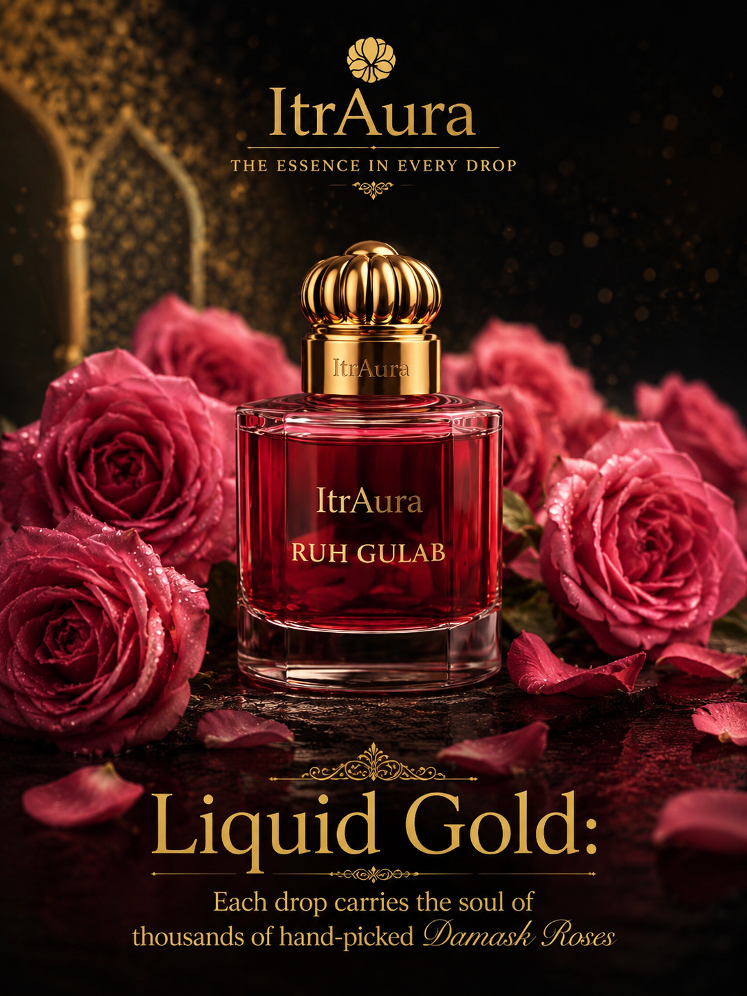 ItrAura Royal Pink Gulab 3ml Luxury Miniature - Traditional Damask Rose Extraction